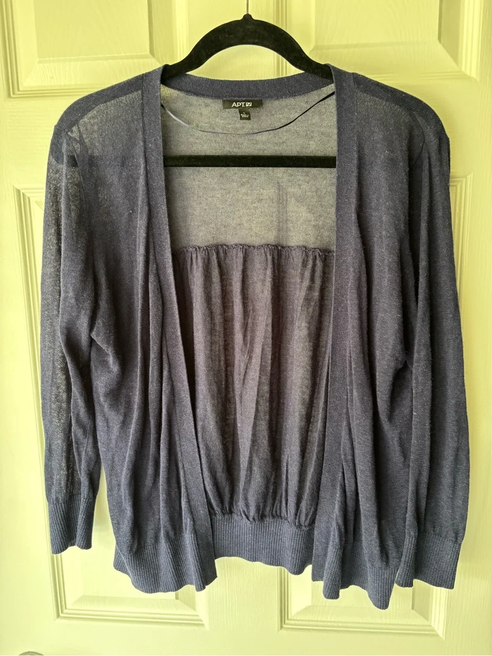 Apt. 9 Dark Navy 3/4 Sleeve Open-Front Lightweight Cardigan
